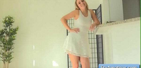  Sexy big tit blonde teen amateur Zoey doing ballet moves naked